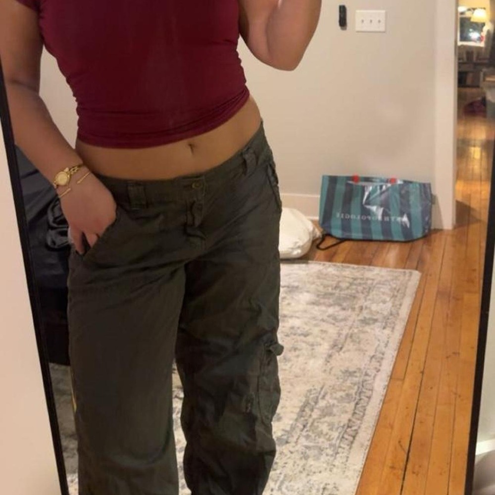 BDG Urban Outfitters Grey Cargo Pants Low Waisted Utility Wide Leg Pant